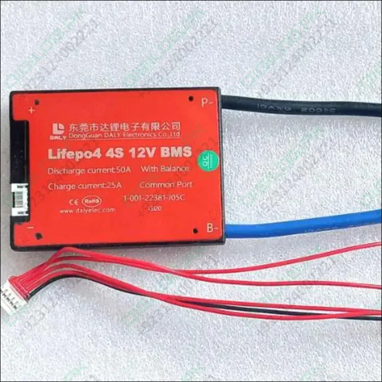 3.2Vdc Common Port DALY BMS 4S 12V 50A LiFePo4 Battery Protection Module