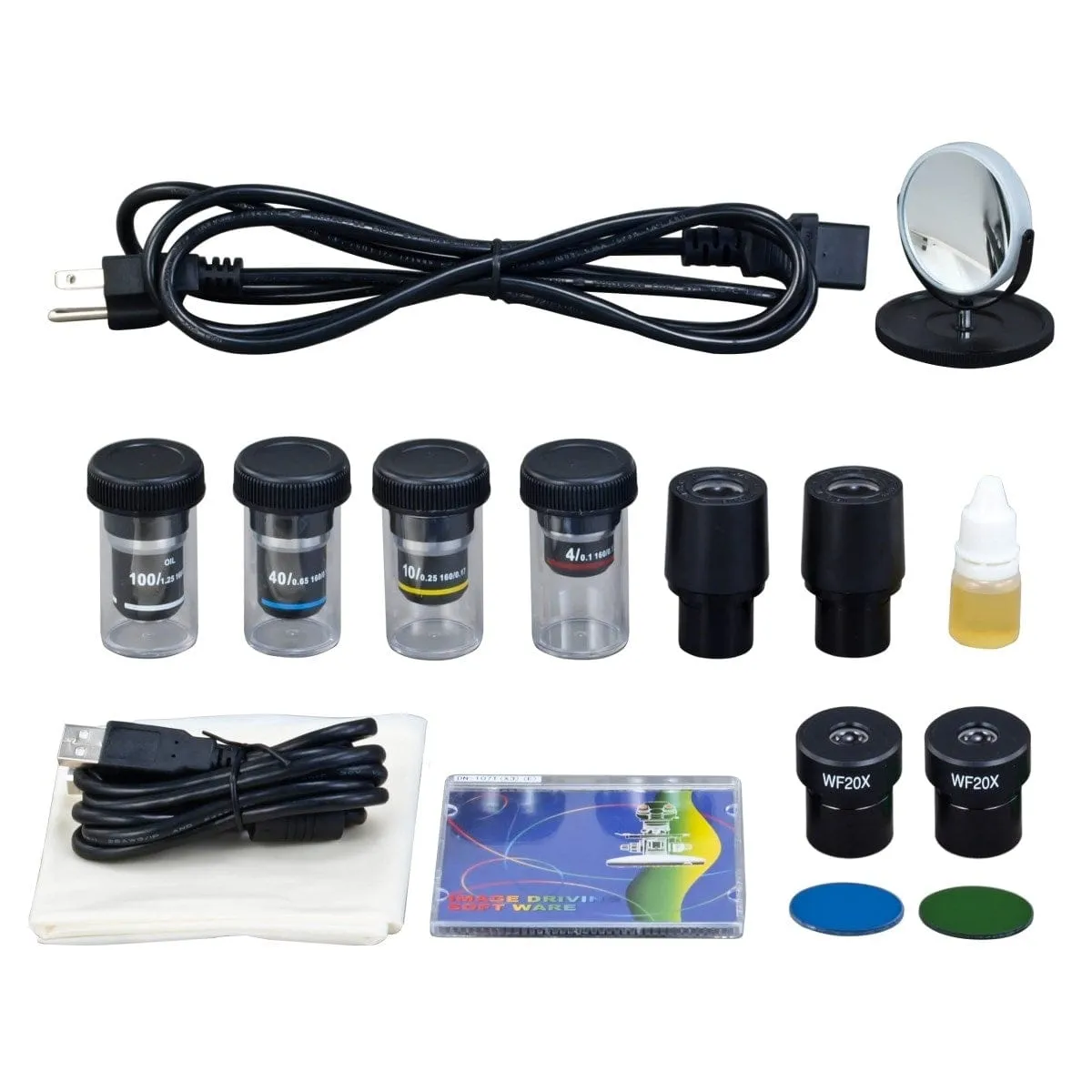 40X-2000X 3MP Digital Integrated Microscope with Halogen Illumination   4-lens Phase-contrast Turret Kit