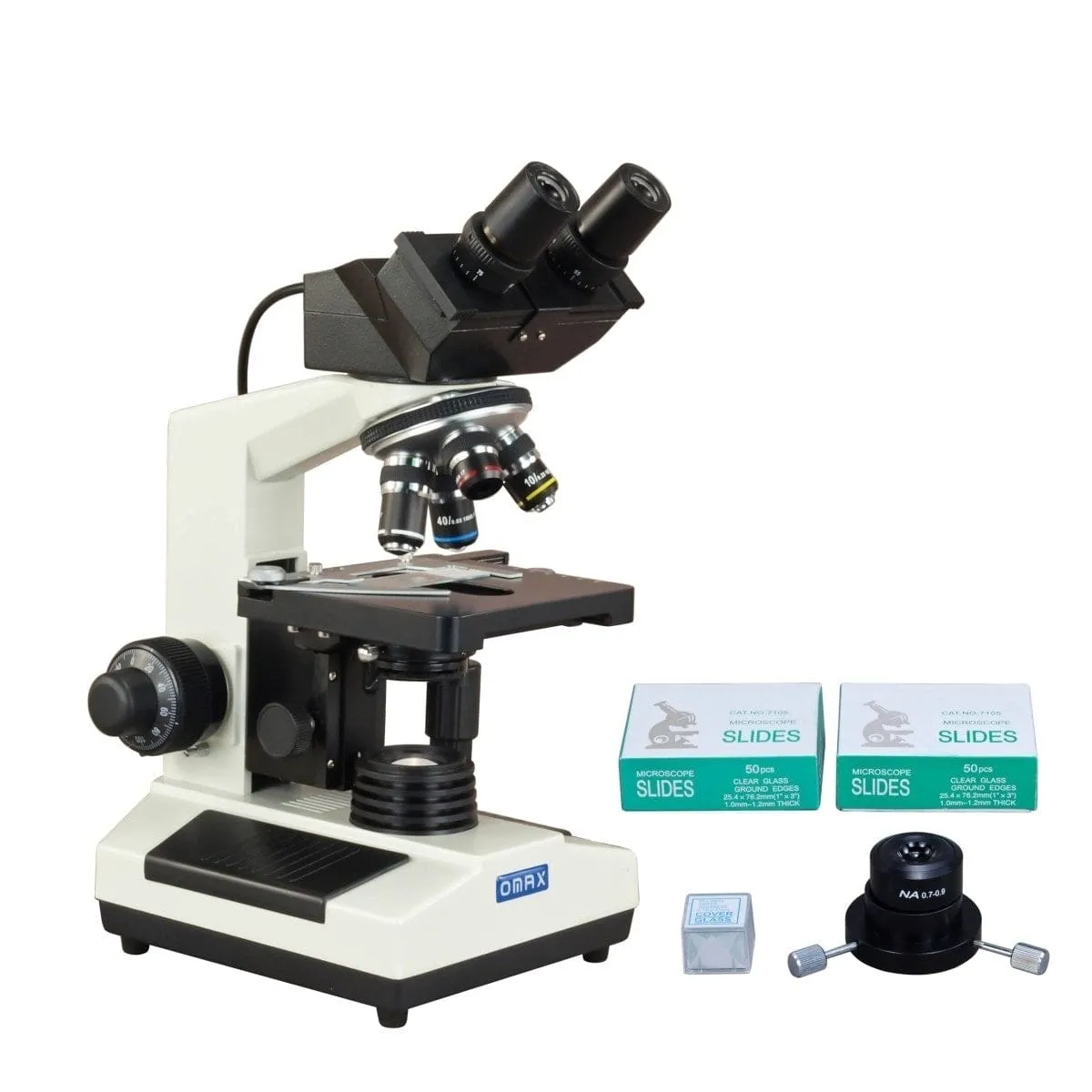 40X-2000X 3MP Digital Integrated Microscope with Halogen Illumination   Dry Darkfield Condenser, Blank Slides