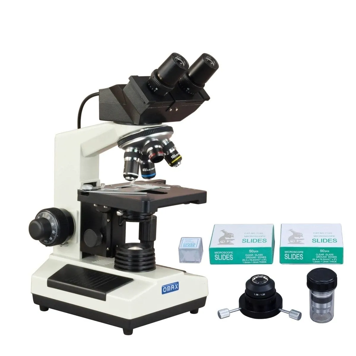 40X-2000X 3MP Digital Integrated Microscope with Halogen Illumination   Oil Darkfield Condenser and 100X Lens, Blank Slides