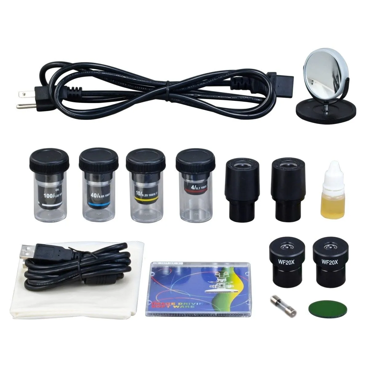 40X-2000X 3MP Digital Integrated Microscope with LED Illumination   Vinyl Case, Blank Slides, Tissues