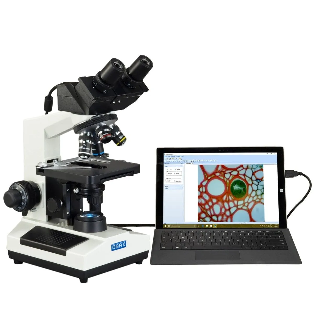 40X-2000X 3MP Digital Integrated Microscope with LED Illumination   Vinyl Case, Blank Slides, Tissues