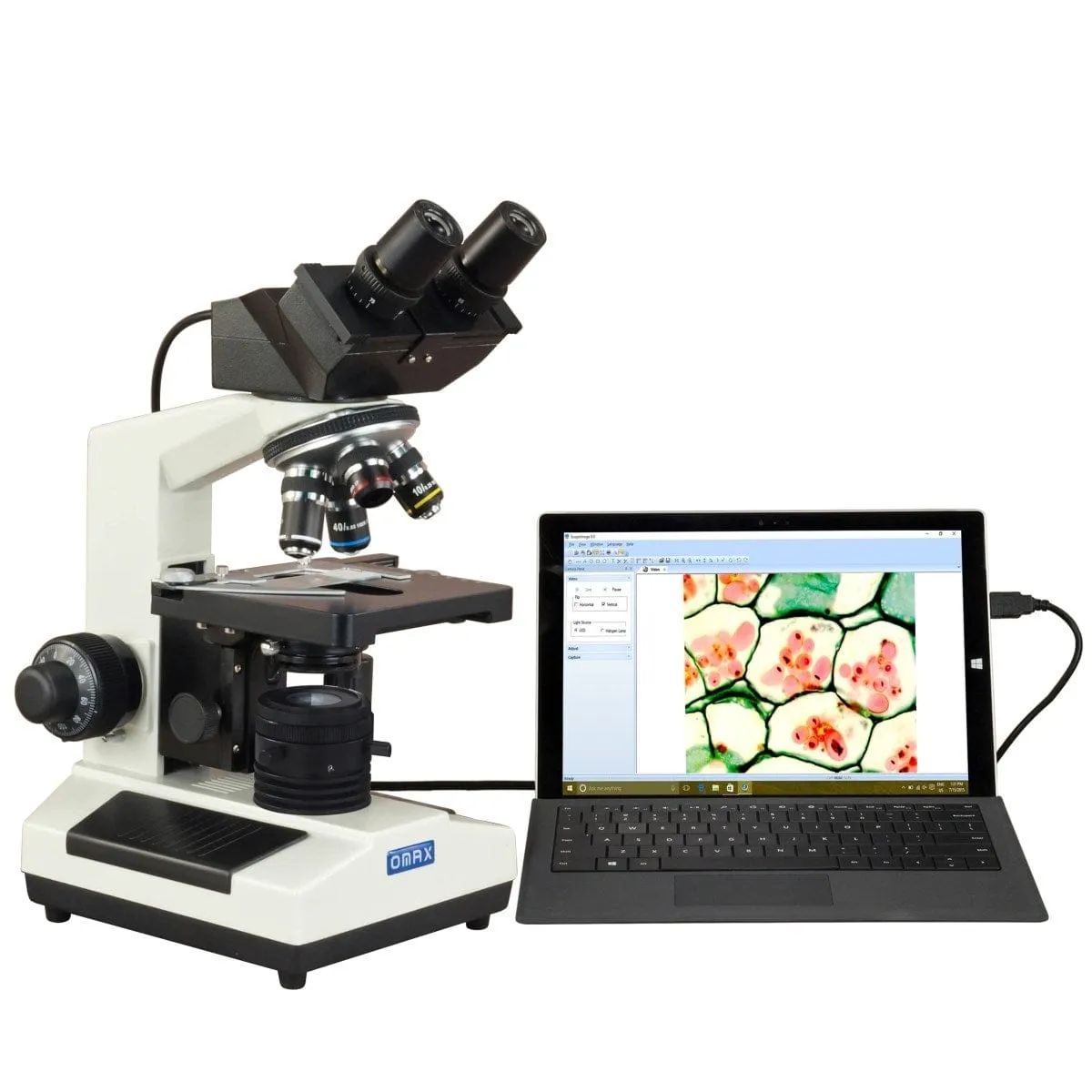 40X-2500X 3MP Digital Integrated Microscope with Halogen Illumination   Koehler Field Lens, Fitted Hard Case