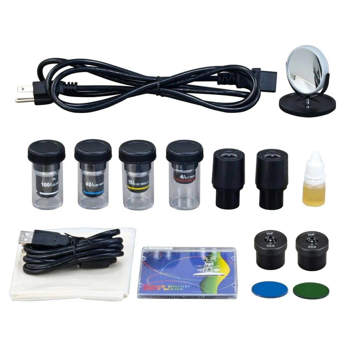 40X-2500X 3MP Digital Integrated Microscope with Halogen Illumination   Koehler Field Lens