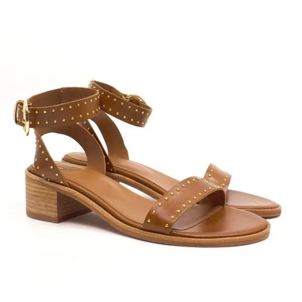 4181 Brown | Studded leather sandal