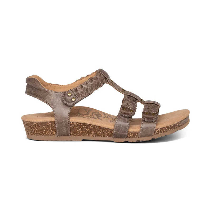 Aetrex Women's Reese Braided Gladiator Sandal - Taupe SC122