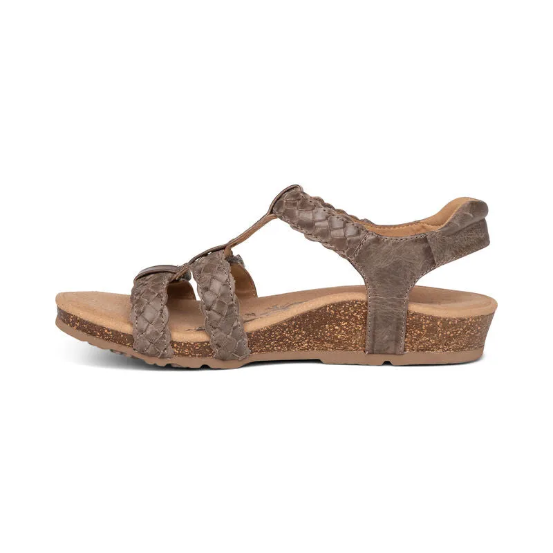 Aetrex Women's Reese Braided Gladiator Sandal - Taupe SC122