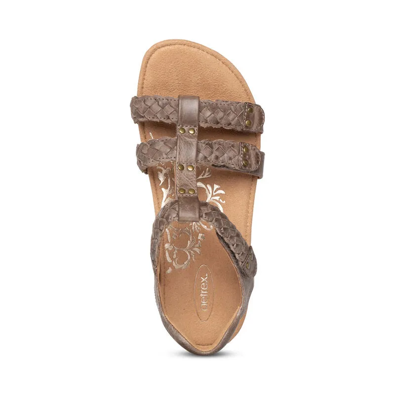 Aetrex Women's Reese Braided Gladiator Sandal - Taupe SC122