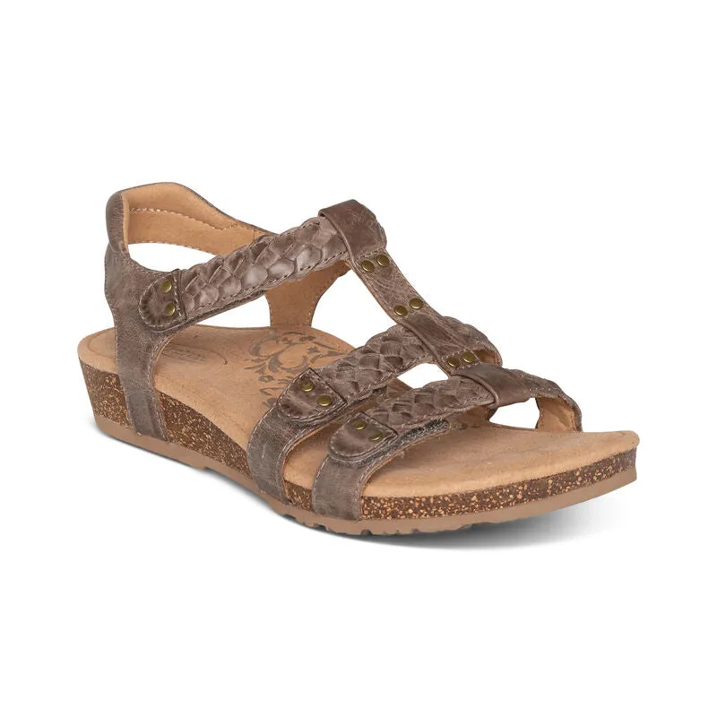 Aetrex Women's Reese Braided Gladiator Sandal - Taupe SC122