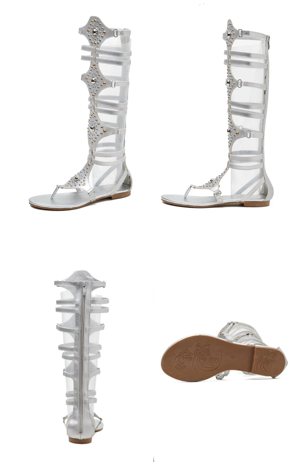 Amozae-Rivet Zipper Gladiator Sandals