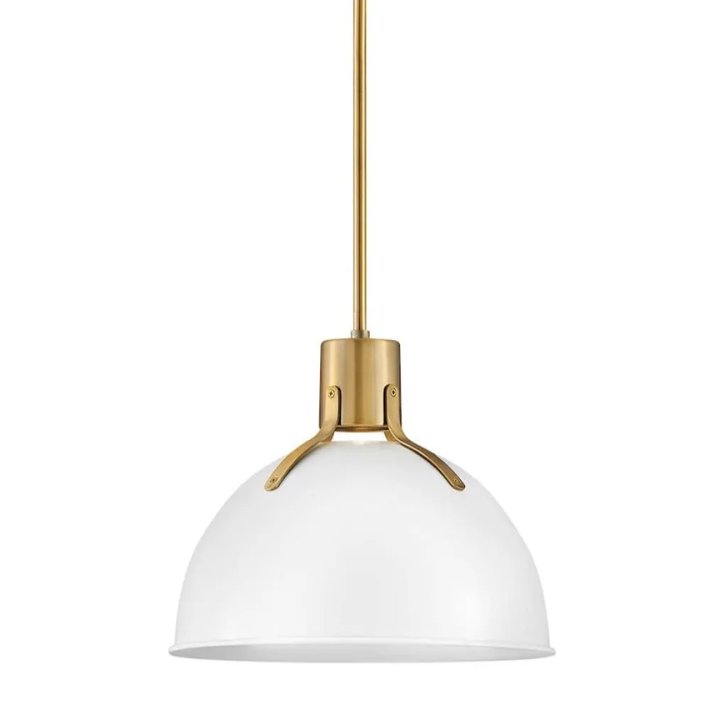 Argo 14" Pendant - Polished White and Brass