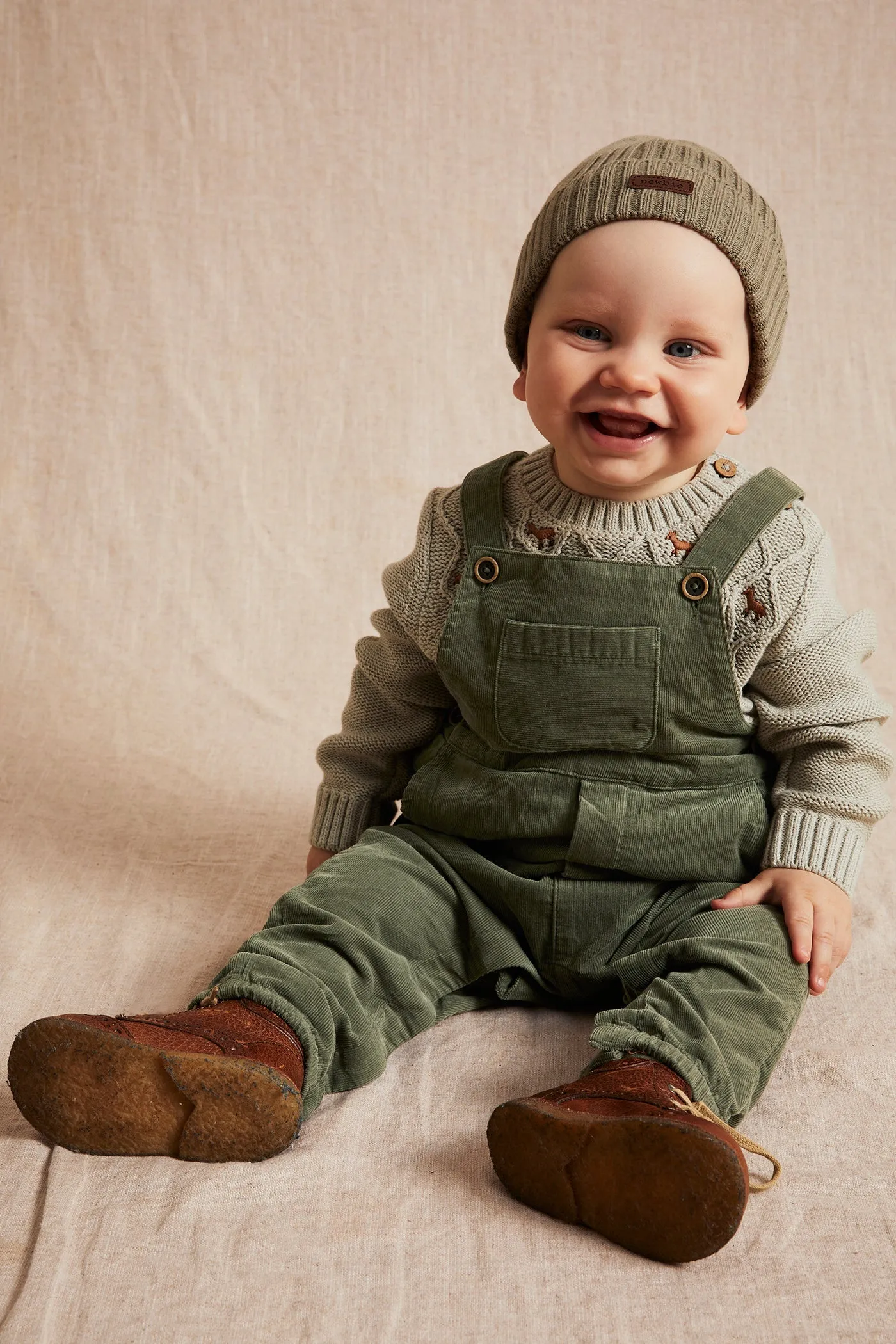 Baby green corduroy dungarees