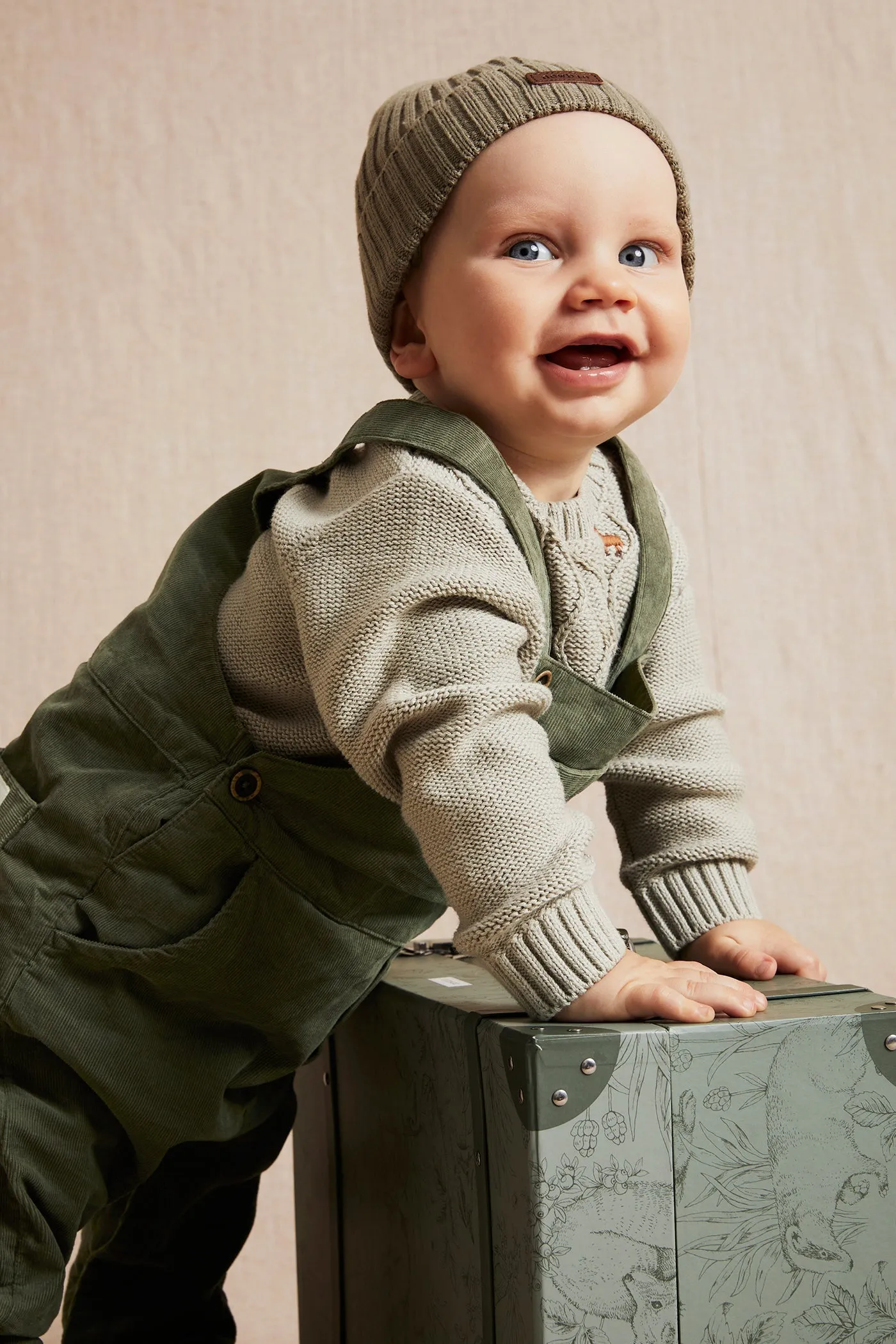 Baby green corduroy dungarees