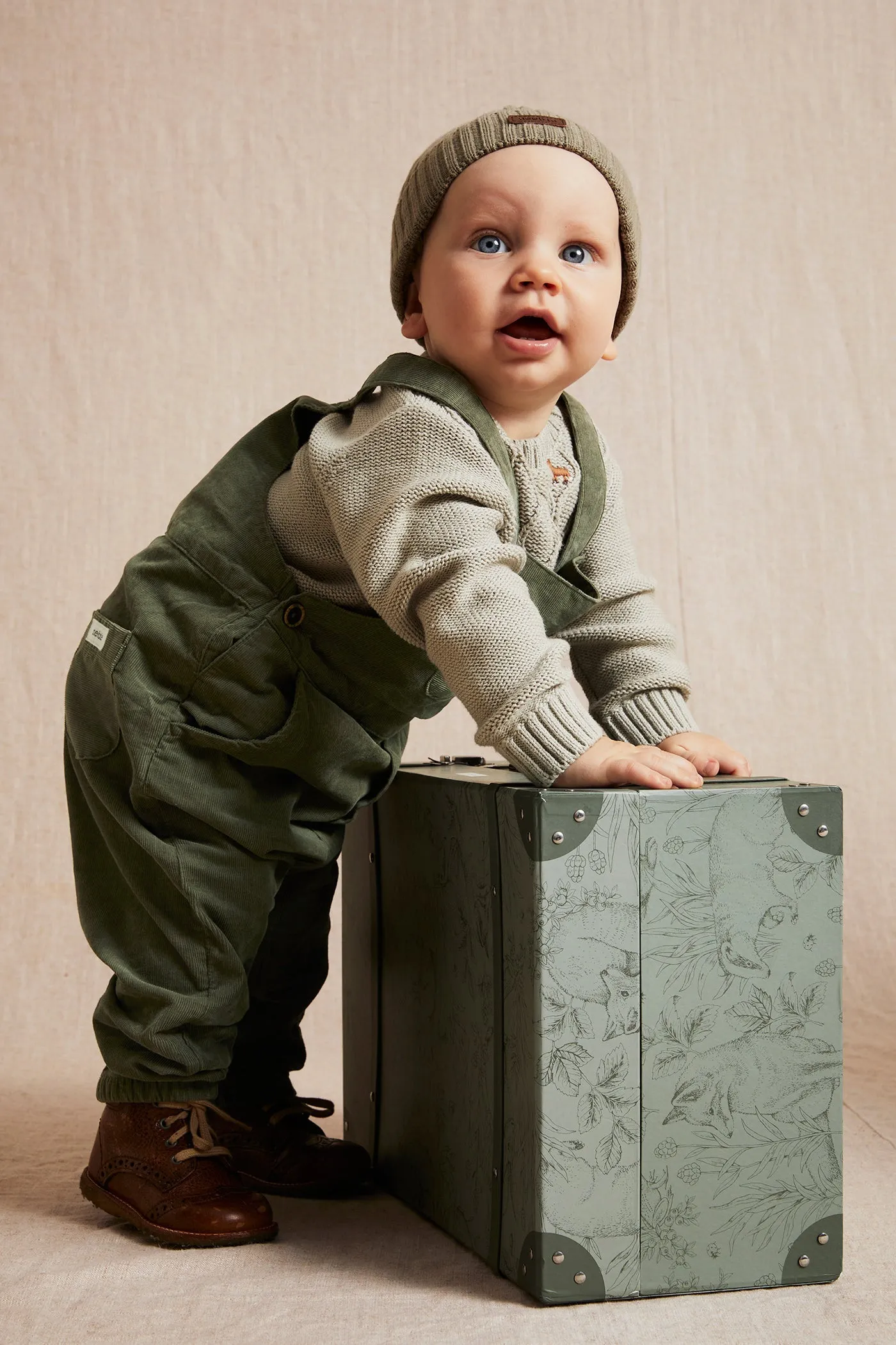 Baby green corduroy dungarees