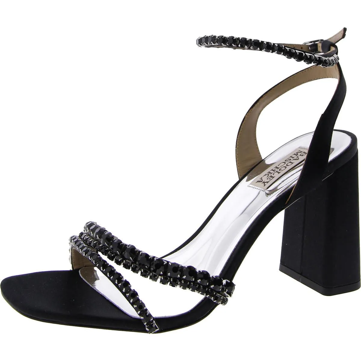 Badgley Mischka Womens Feisty Satin Beaded Ankle Strap