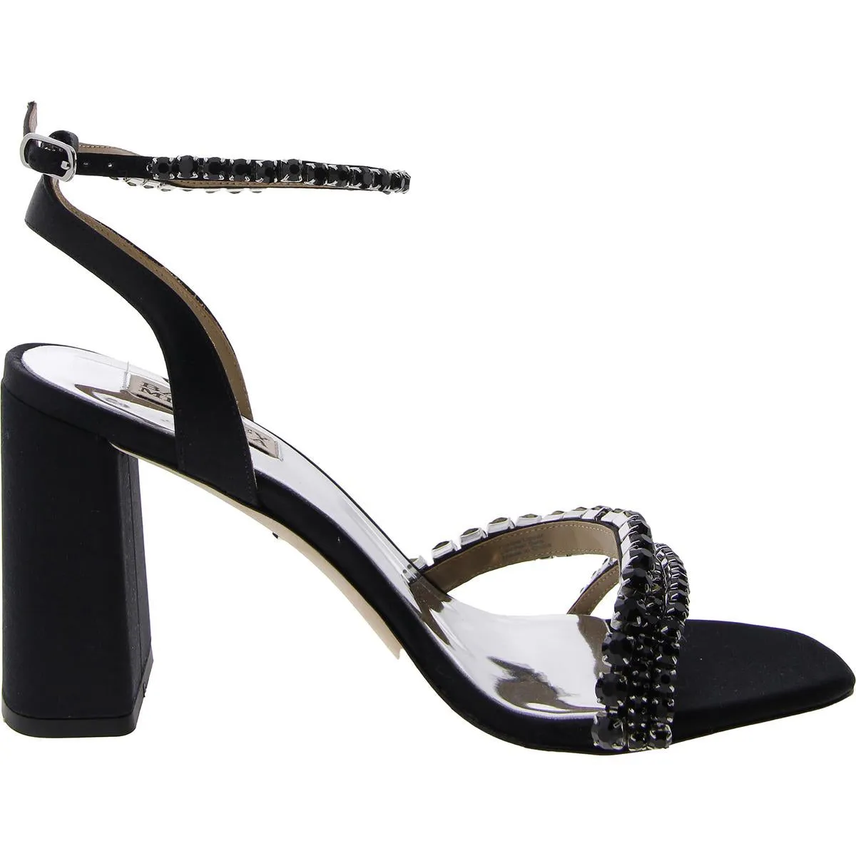 Badgley Mischka Womens Feisty Satin Beaded Ankle Strap