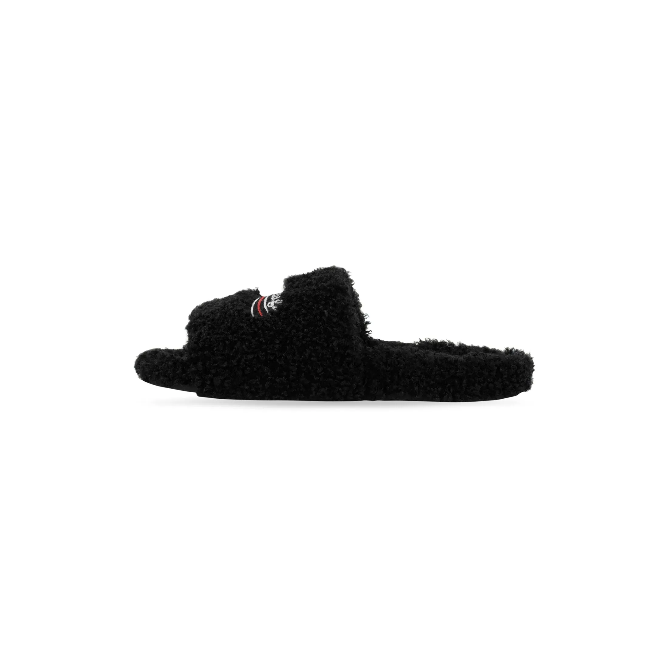 BALENCIAGA FURRY LOGO SLIDE SANDALS