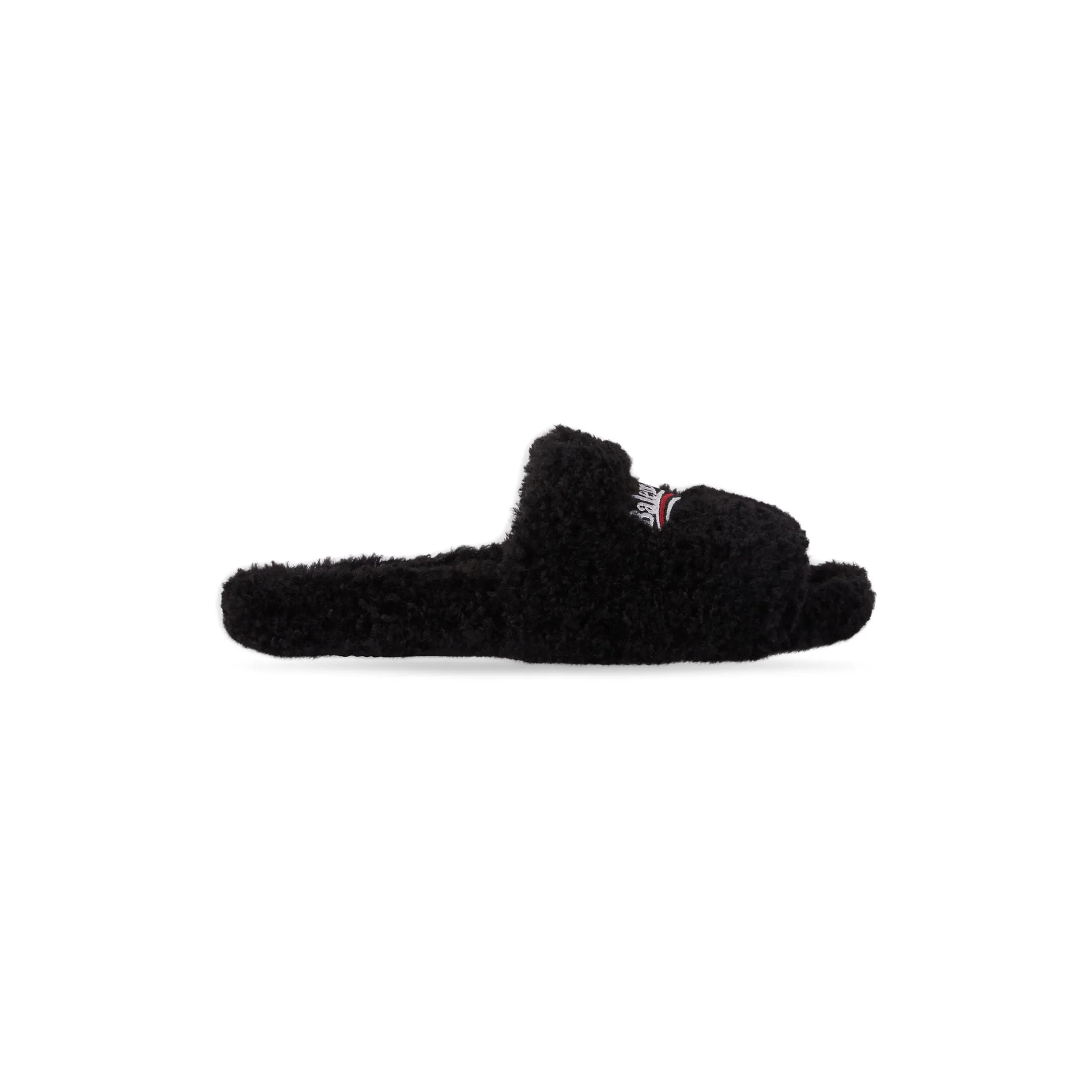 BALENCIAGA FURRY LOGO SLIDE SANDALS