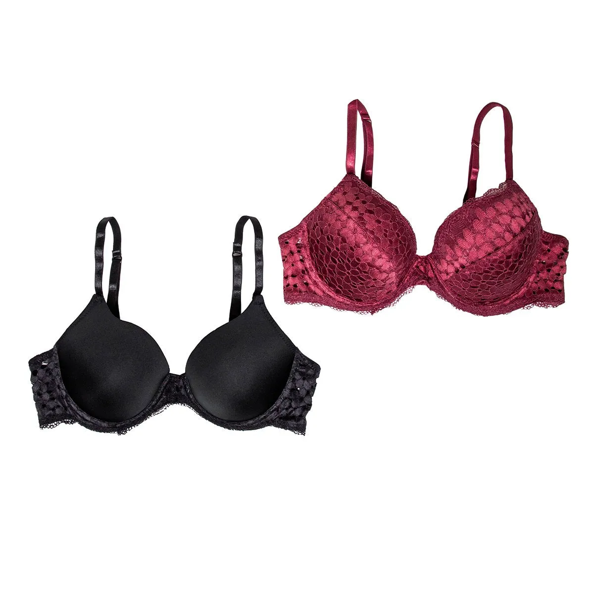 BCBGeneration Women's Lace Underwire Gradual Pushup Bra 2-Pack