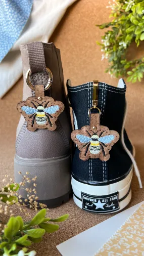 Bee Shoe Accessory | Embroidered Pull Loop Boot Charm, Shoe Charm, High Top Sneaker Clip or Boot Clip