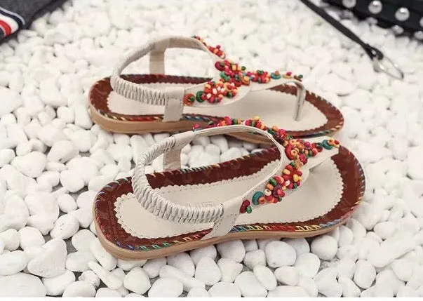 Bohemia Style Color Beaded Thong Sandals