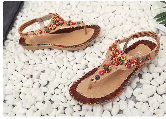 Bohemia Style Color Beaded Thong Sandals