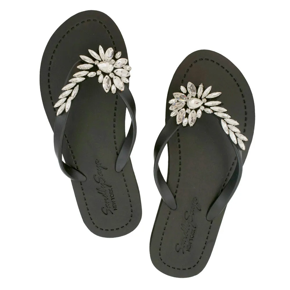 Broadway - Crystal Rhine Stone Embellished Women's Flat Flip Flops Sandal