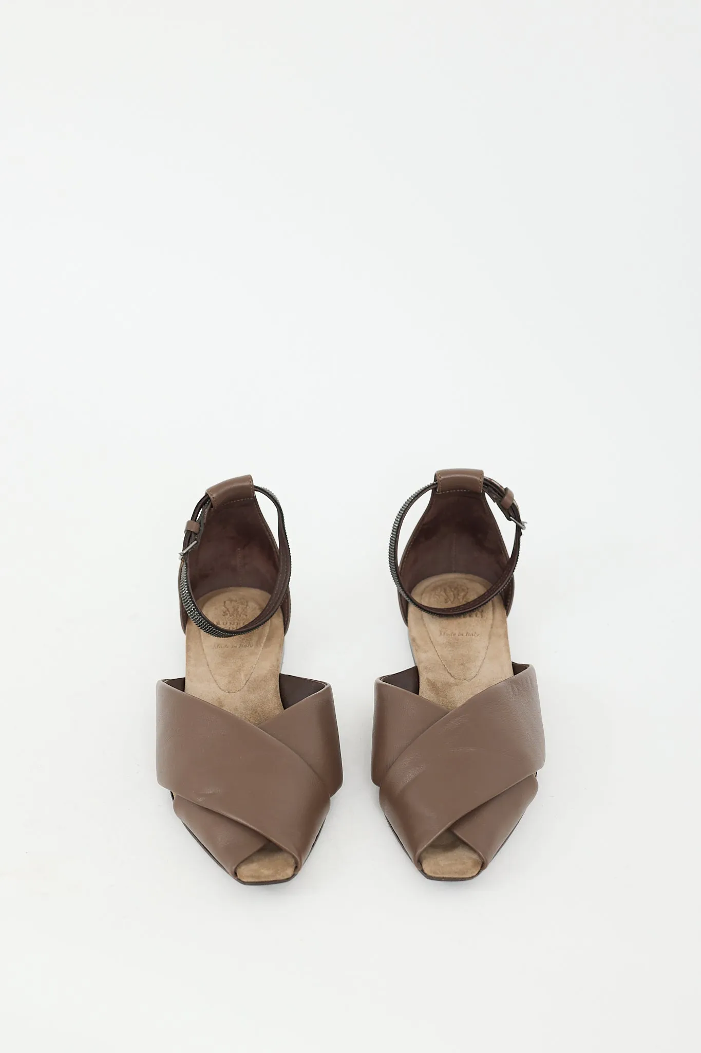 Brown Leather Monili Ankle Strap Sandal