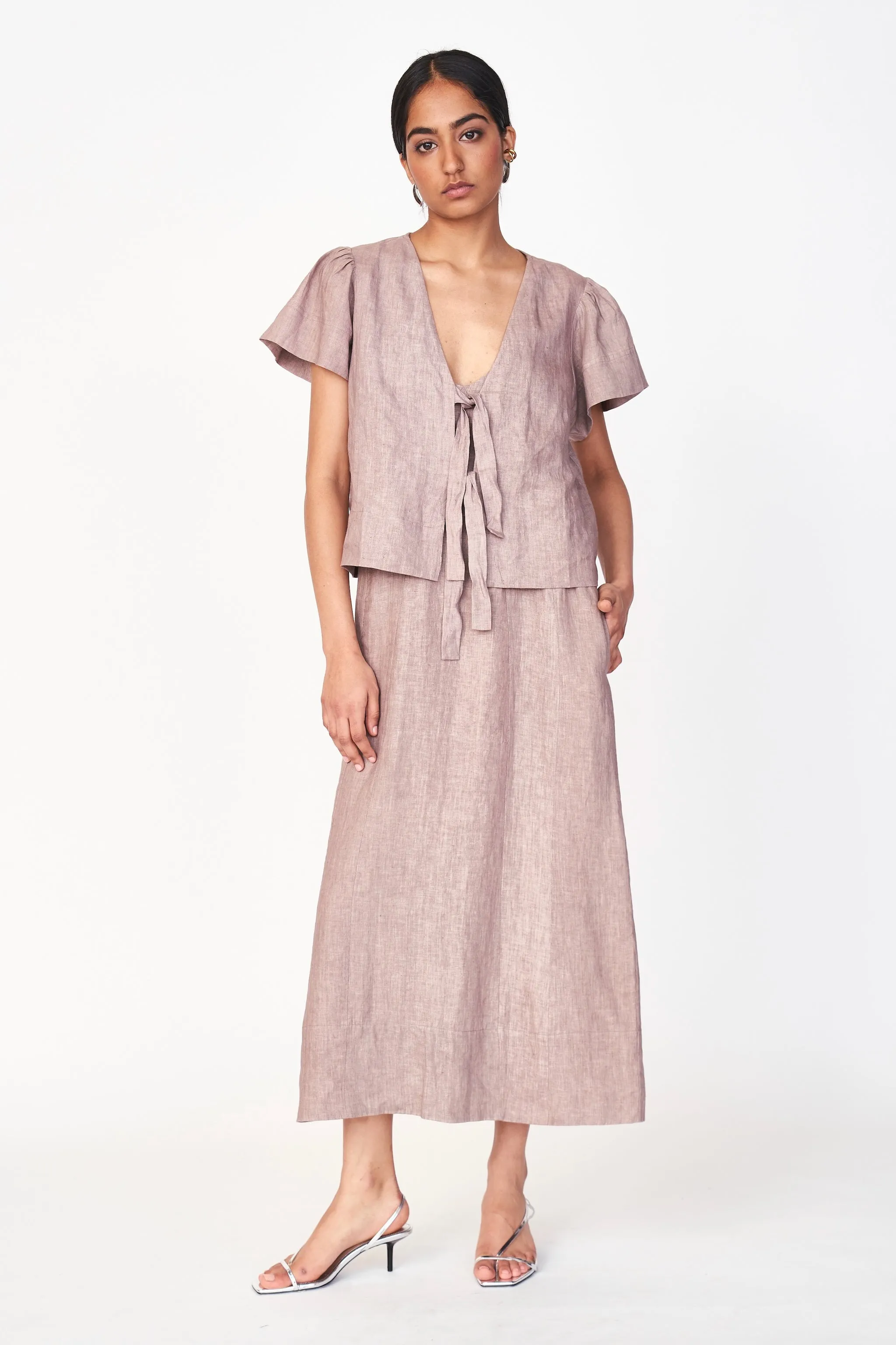 Como Dress in Mushroom Linen