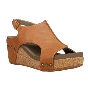 Corkys Women's Carley Wedge Sandal - Cognac Smooth 30-5316