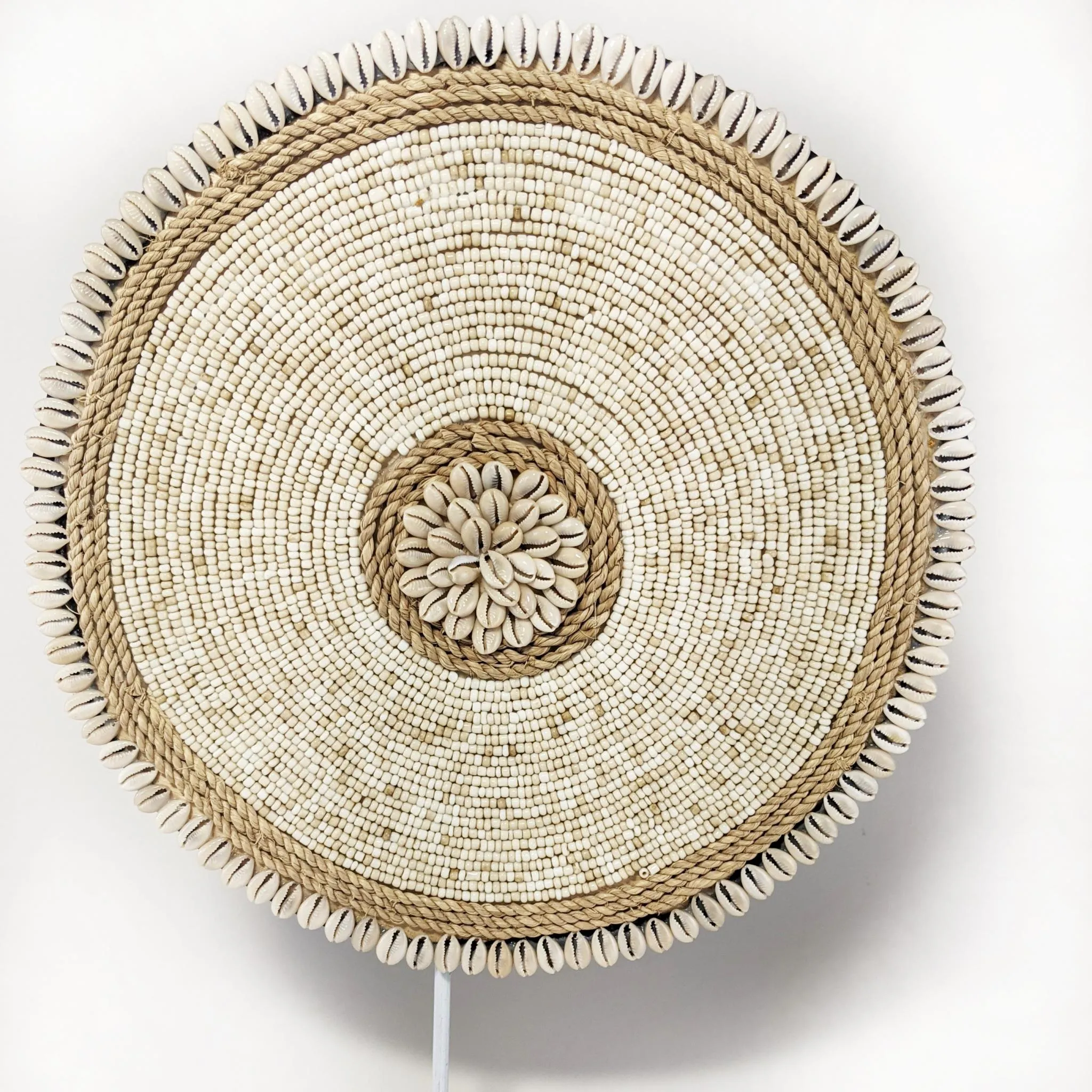 Decorative Beaded Shell Disk with Stand