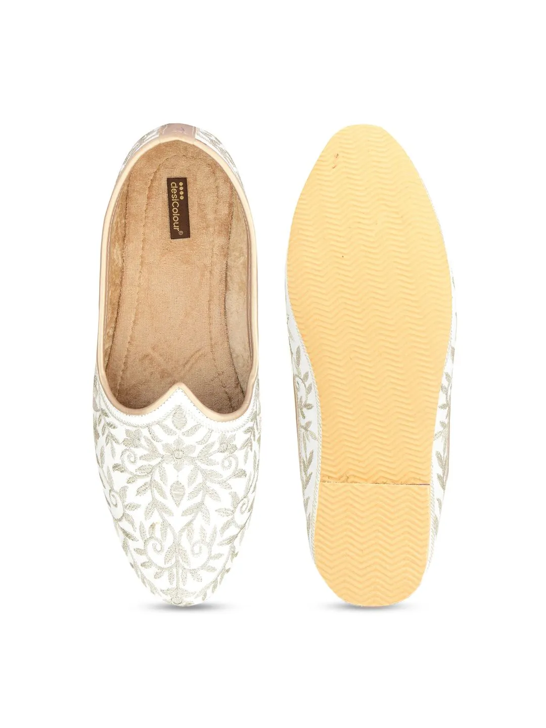 DESI COLOUR Men Embroidered Slip-On Ethnic Mojaris