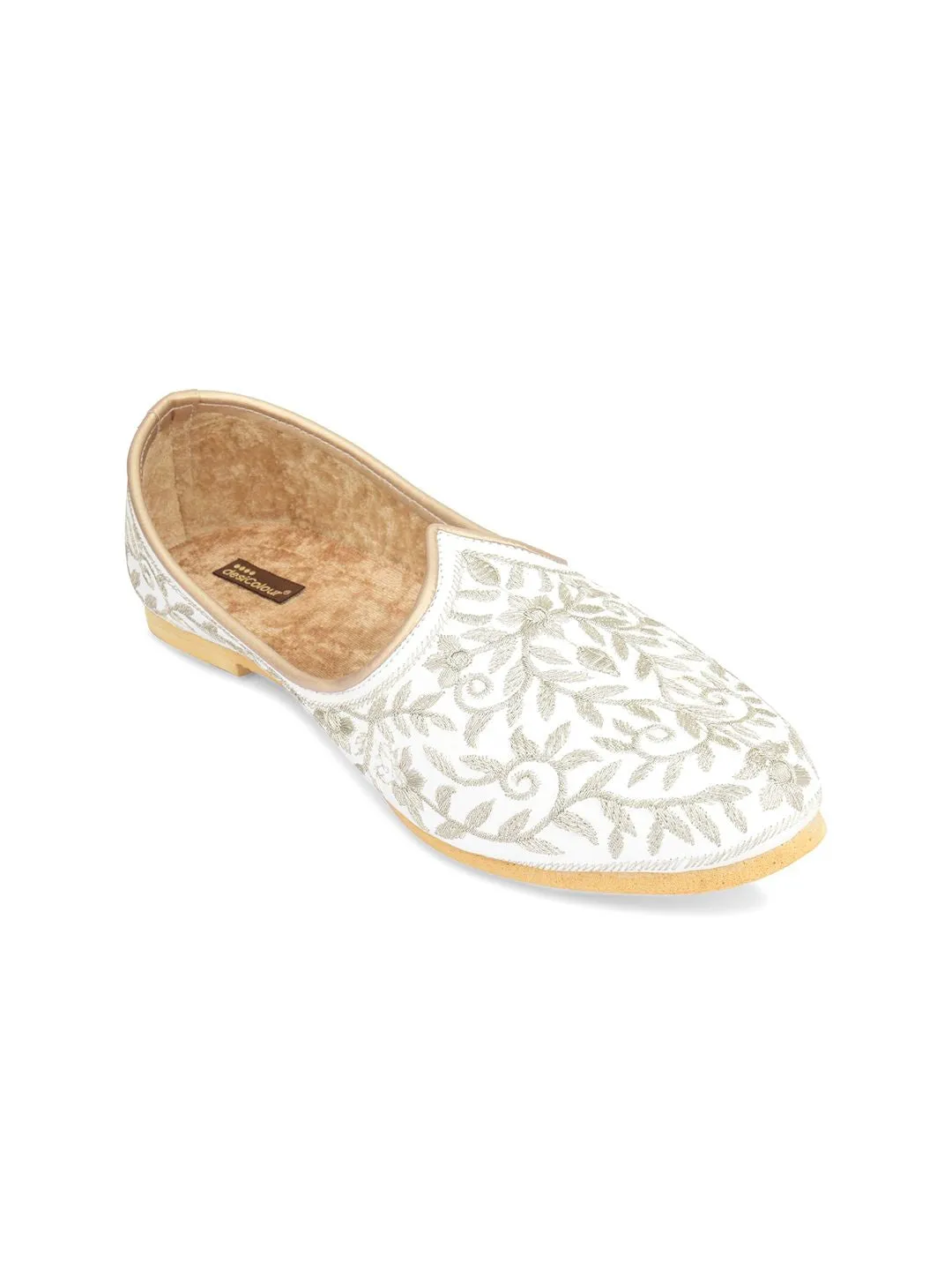 DESI COLOUR Men Embroidered Slip-On Ethnic Mojaris