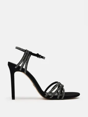 Diamanté leather high-heel sandals