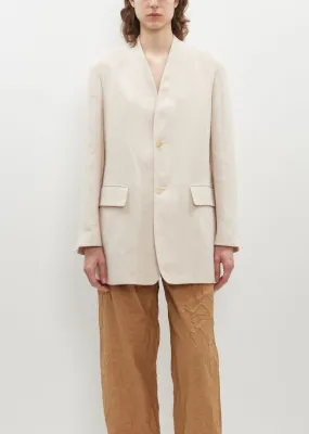 Double Cloth Linen Collarless Jacket