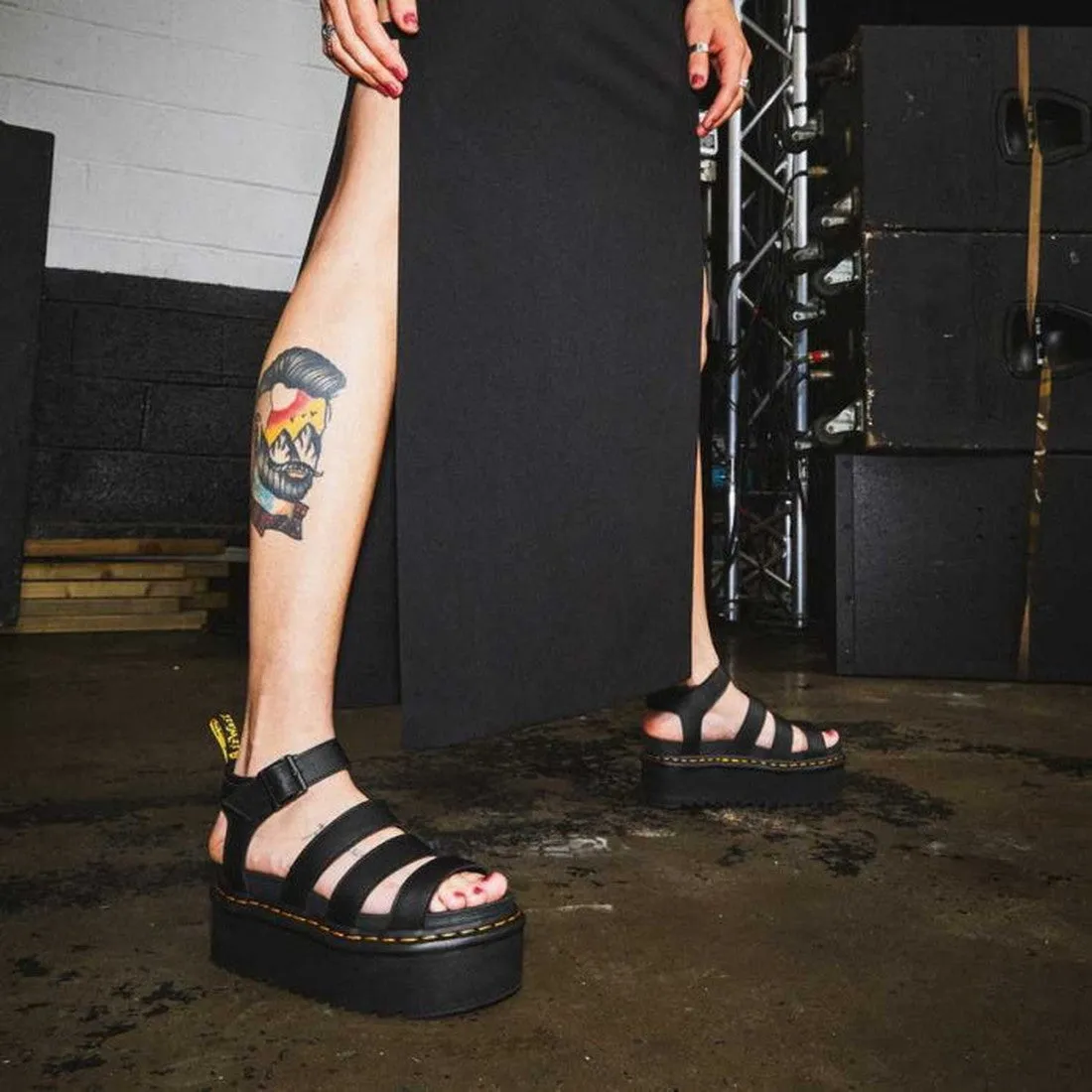 Dr Martens Blaire 3 Strap Quad Sandal Black Hydro