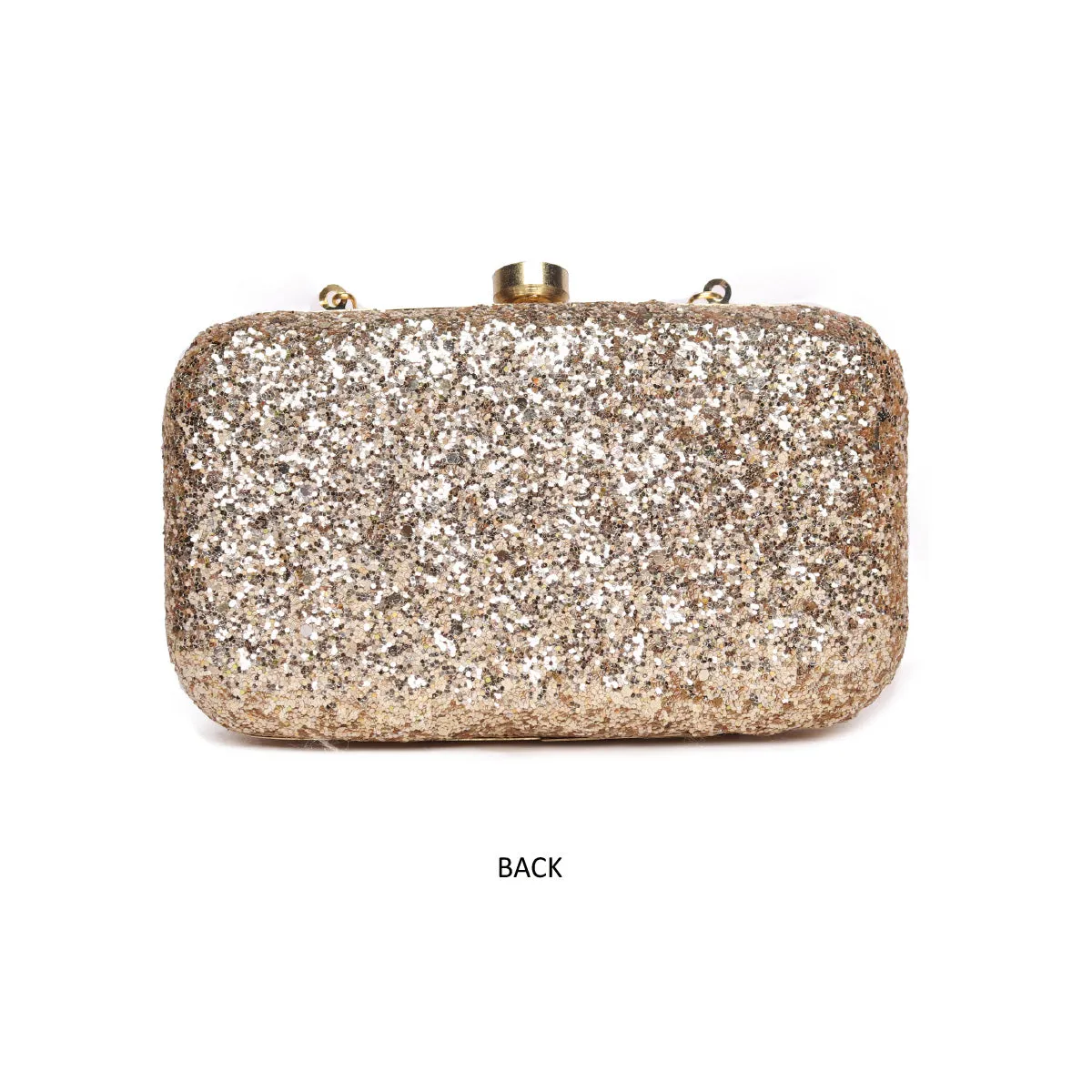 Embllished Golden Jewel Box Clutch With Sling Strap