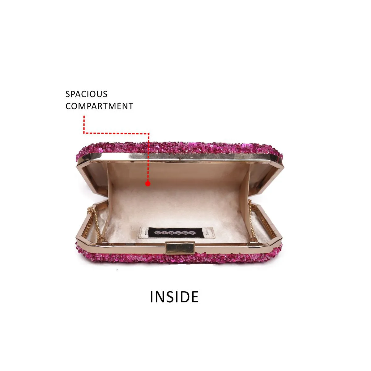 Emebllished  Jewel Box Clutch With Sling Strap