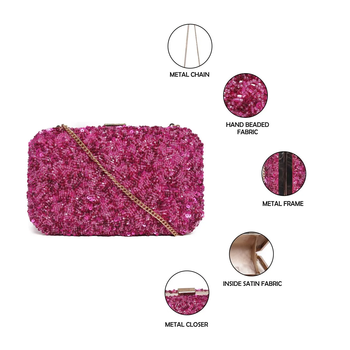 Emebllished  Jewel Box Clutch With Sling Strap