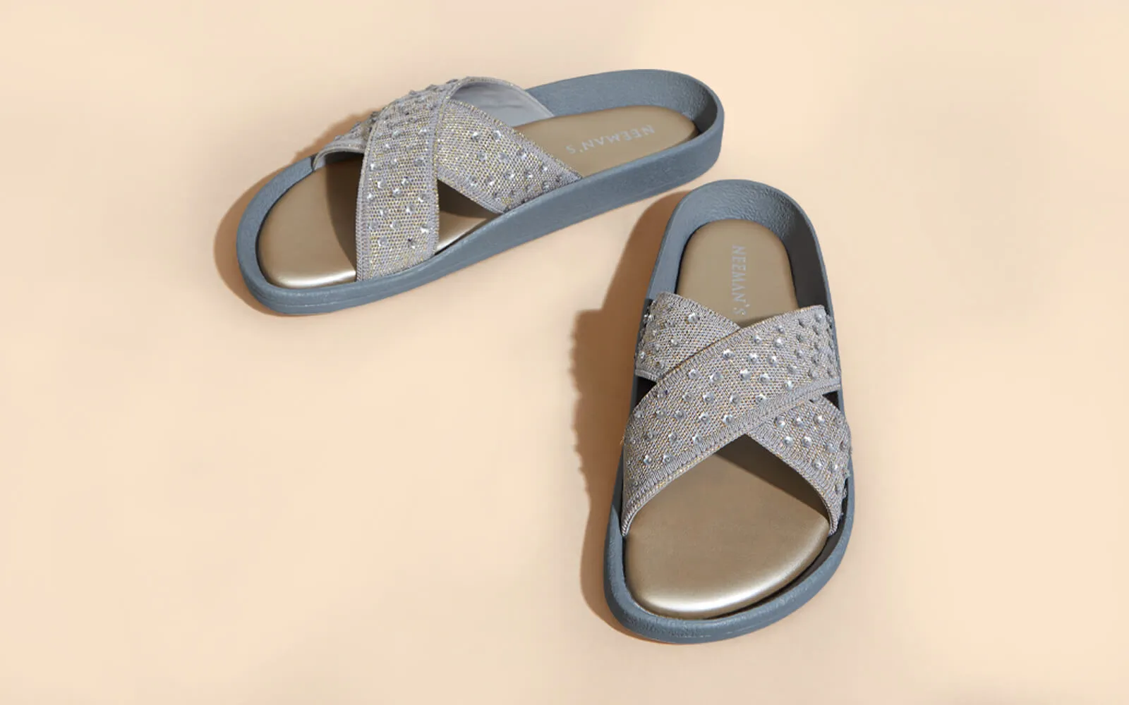 Ethnic Cross Strap Sandals : Grey