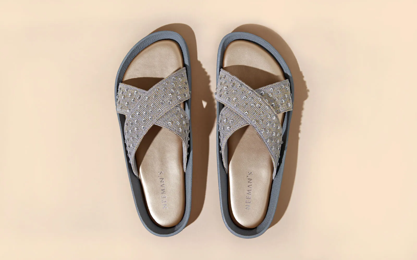 Ethnic Cross Strap Sandals : Grey