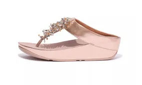 FitFlop Womens Rumba Beaded Toe-Post Sandals Rose Gold