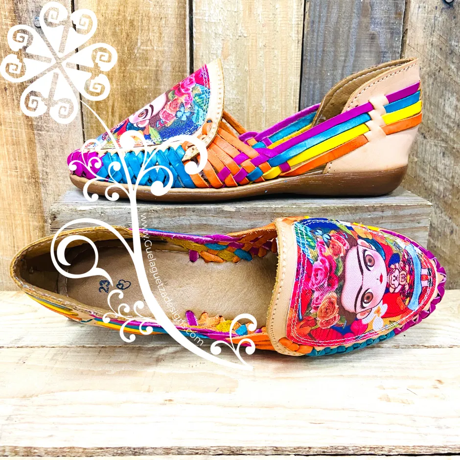 Frida Flat Shoes- Natural Multicolor Panchitos