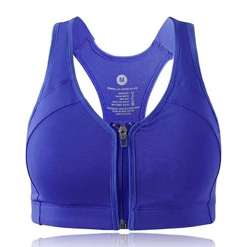 Front Zipper Padded Yoga Sports Vest Bra