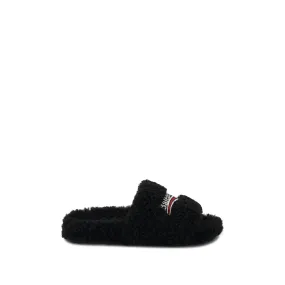 Furry Slide in Black/White