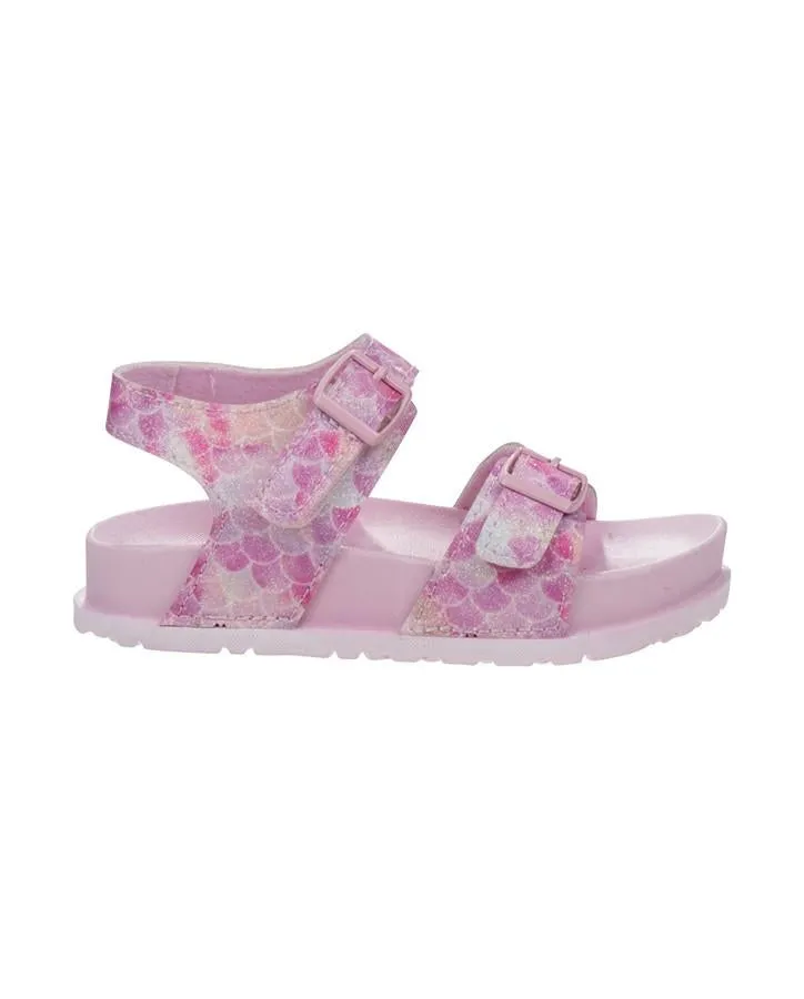 Girls Pink Mermaid Scale Buckle Sandal