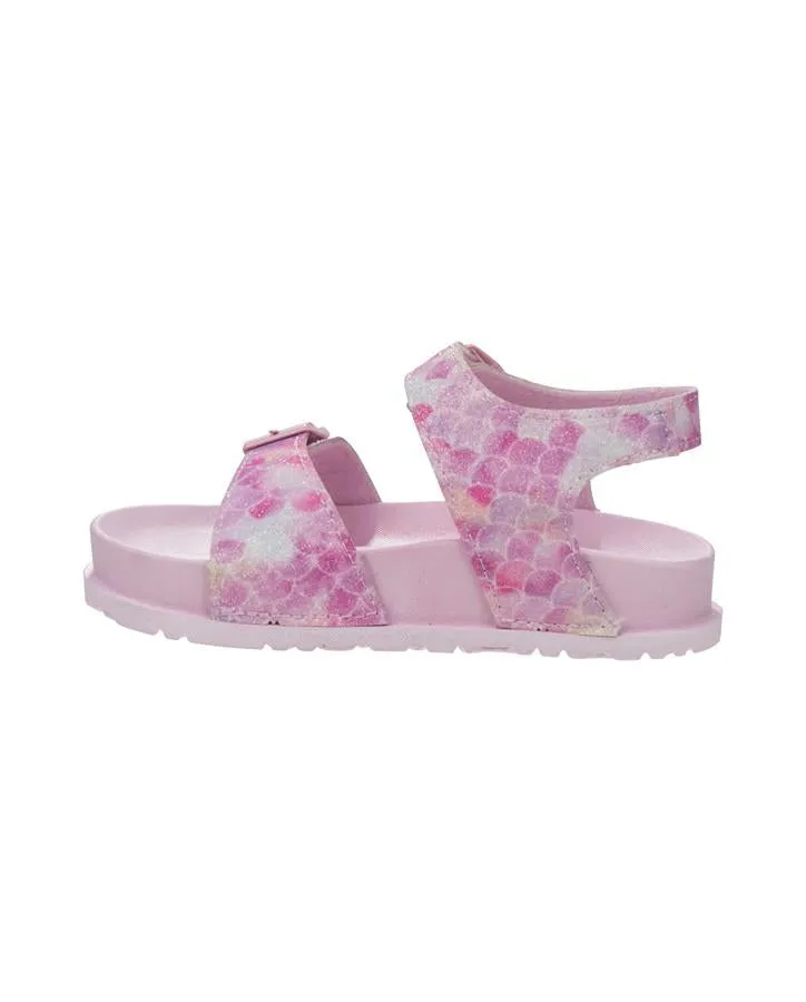 Girls Pink Mermaid Scale Buckle Sandal