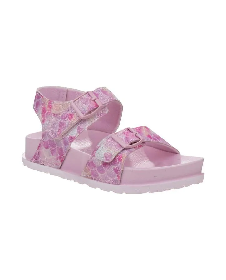 Girls Pink Mermaid Scale Buckle Sandal