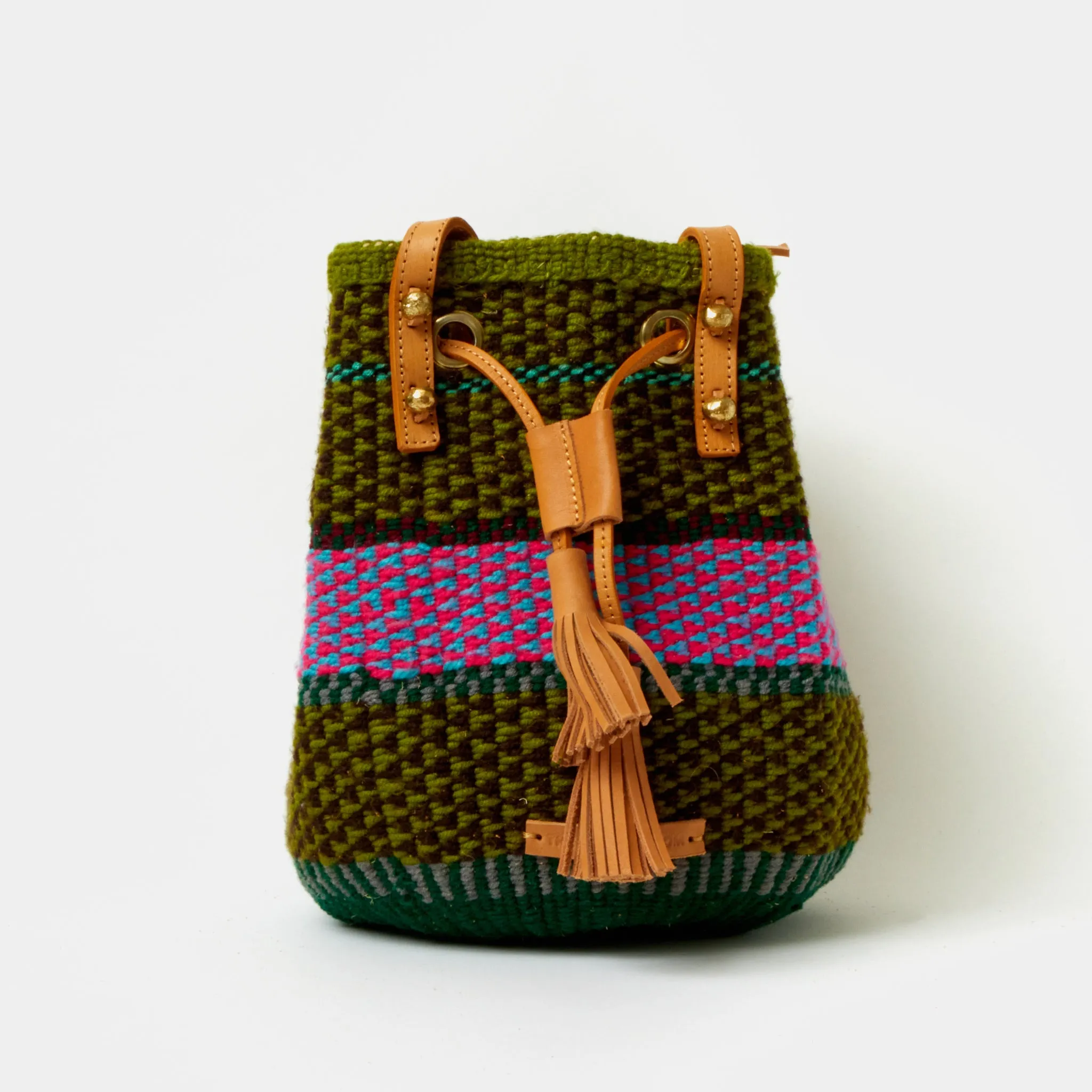 Handwoven Crossbody Bucket Bag