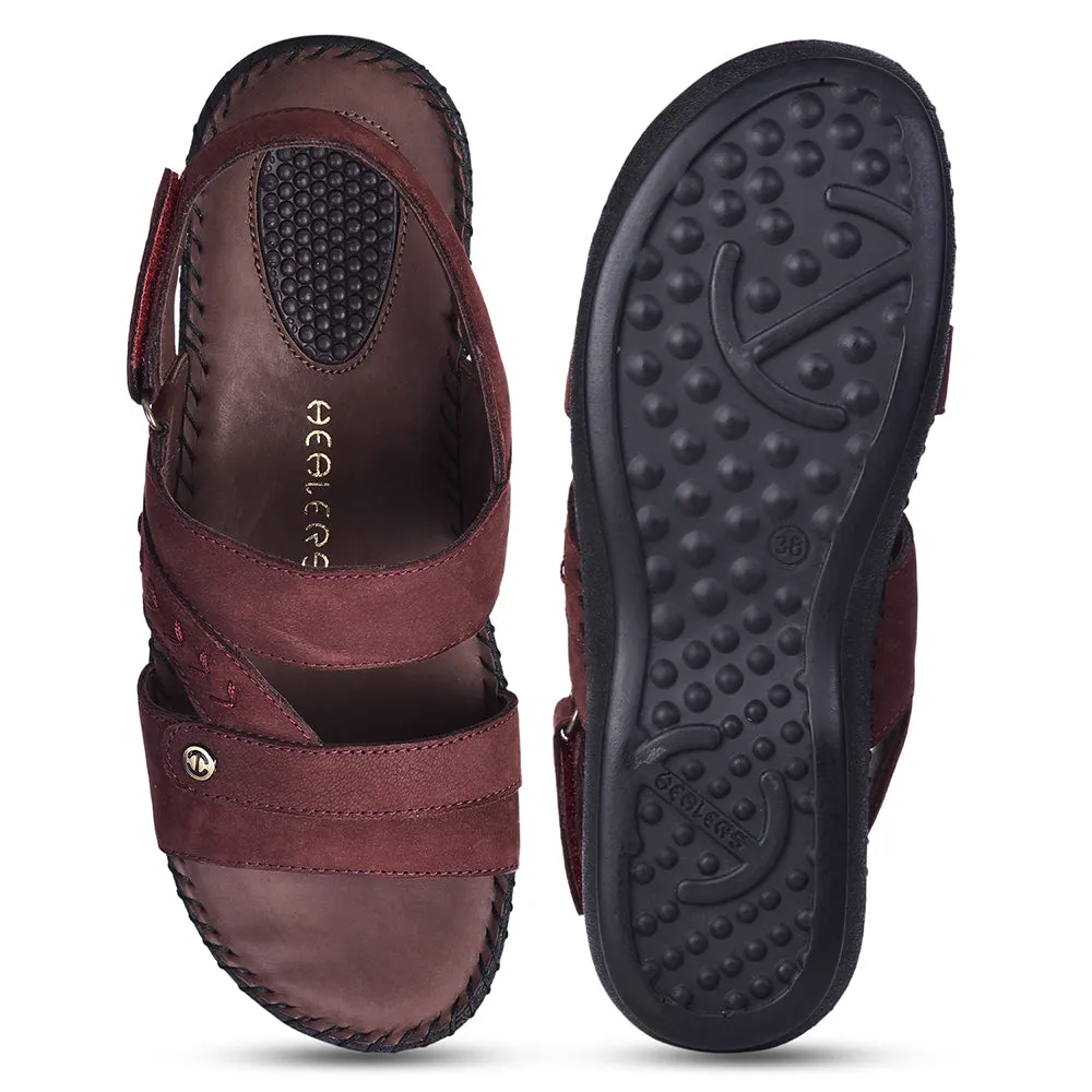 Healers Casual Maroon Sandal For Women J332-09 By Liberty